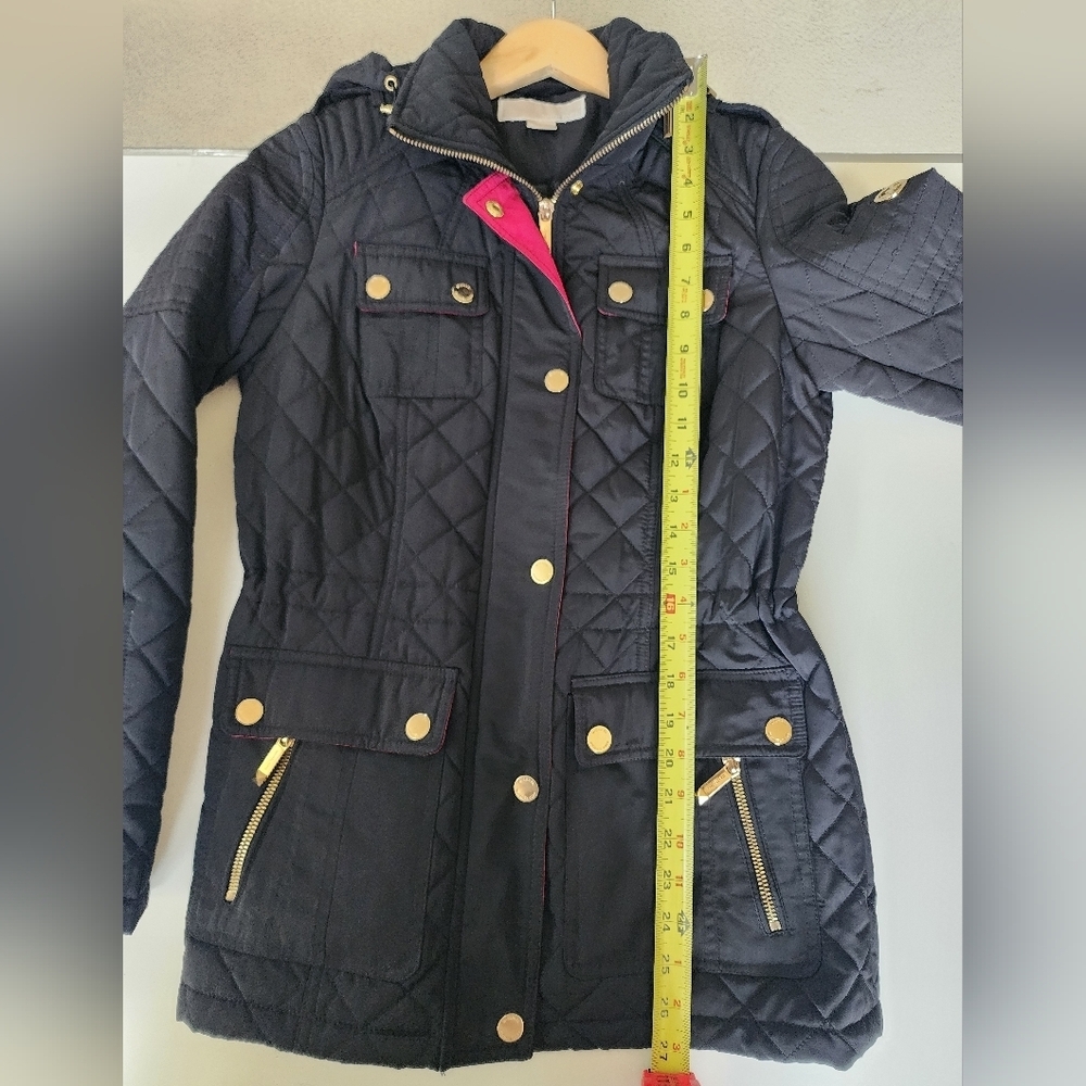 Michael Kors Black Quilted M65 Field Jacket | Pink Trim & Gold Hardware XSP - Picture 15 of 16